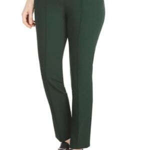 Hilary Radley Women's Ponte Pull-On Mid Rise Slim Leg Pants (Green, XXL)